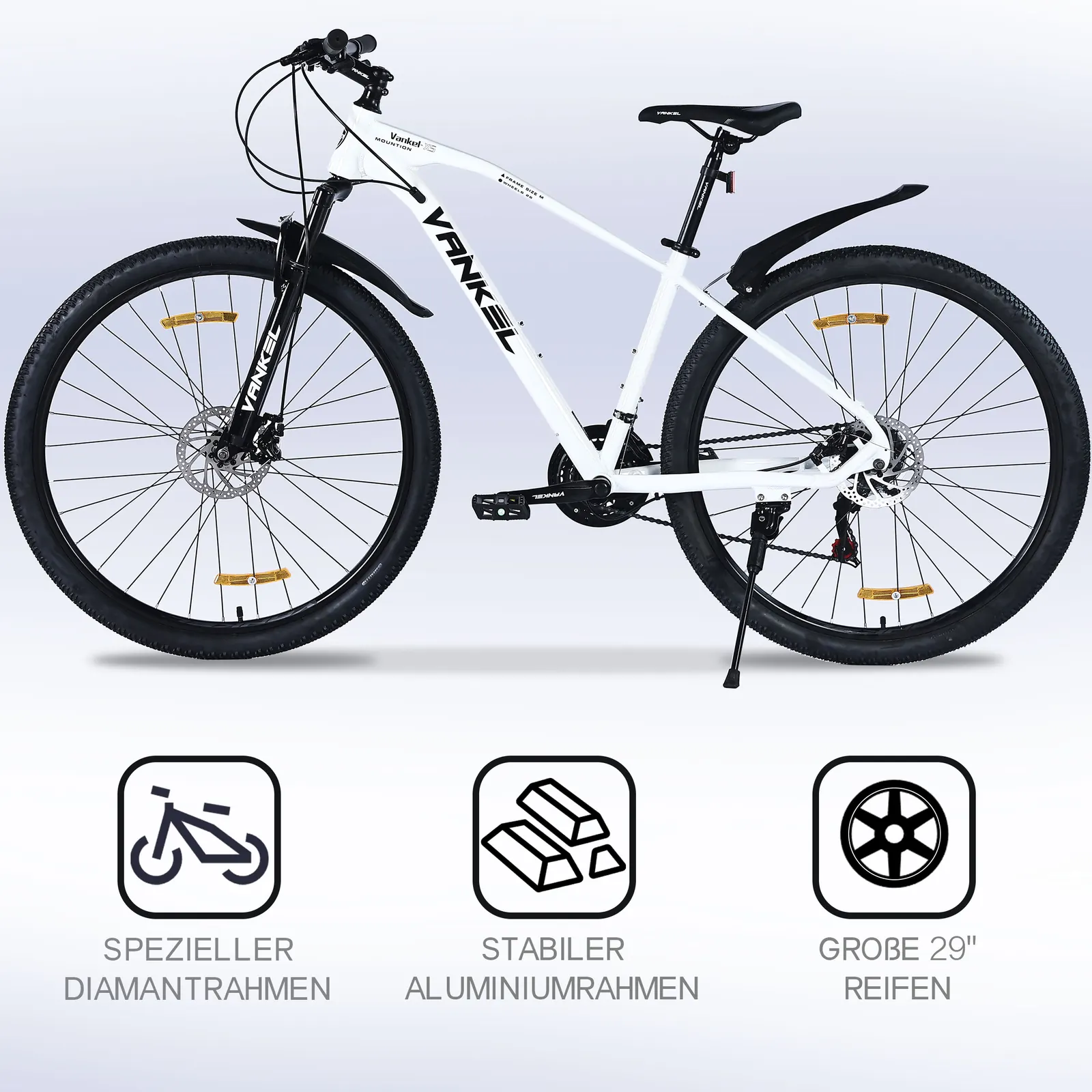VANKEL VK05 29-Zoll-Mountainbike, Perlmuttweiß, Ansicht 2